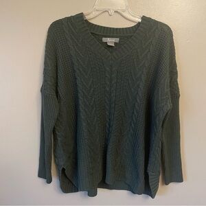 Natural Reflections Women's S Forest Green V Neck Sweater Long Sleeve Pullover